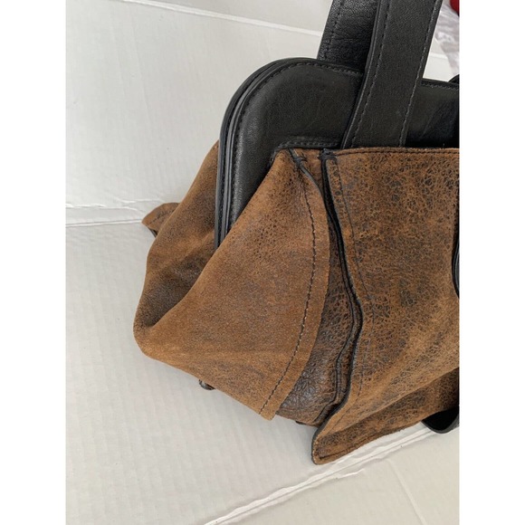 SEQUOIA Marbled Brown Faux Leather Clamshell Shoulder Bag Purse Handbag Large - Picture 3 of 12